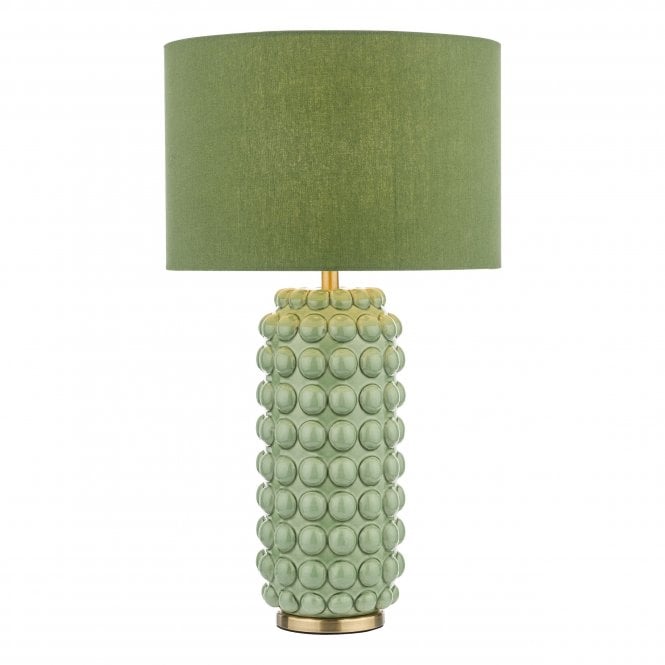 Dar Lighting Dar Lighting Etzel Ceramic Table Lamp In Green With Green Linen Shade