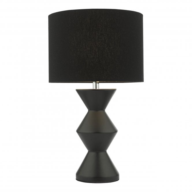 Dar Lighting Dar Lighting Max Ceramic Table Lamp In Black With Black Fabric Shade