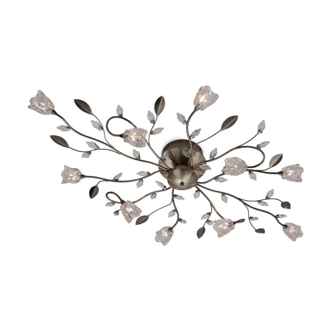 Firstlight Firstlight Cindy Ten Light Flush Fitting Finished in Antique Brass with Clear Decorative Glass