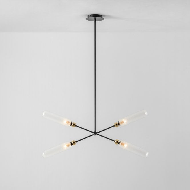 houseof. houseof. Pill Four Lamp G9 Pendant in Charcoal Grey & Brass 