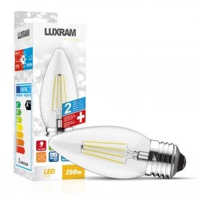 Luxram Classic E14 Warm White LED Candle Tip Frosted 4W 2700K 470lm - Light  Bulbs from Dusk Lighting UK